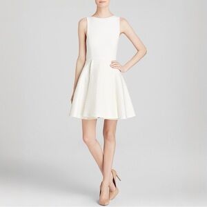 Alice + Olivia crew neck mini white dress